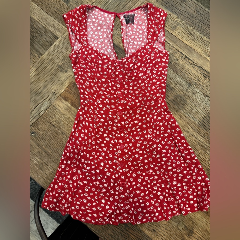 Reformation Red Floral Mini Corset Dress 4